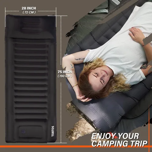 Miniatura 3 de TOBTOS Colchoneta Inflable para Acampar con Almohada, Colchoneta de Dormir Ultraligera Gruesa de 6 Pulgadas con Bomba Incorporada, Colchoneta