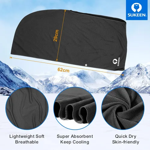 Miniatura 6 de Sukeen Toalla refrescante con capucha para hombres, toallas refrescantes para el cuello y la cara, se enfría cuando está mojado, envolturas