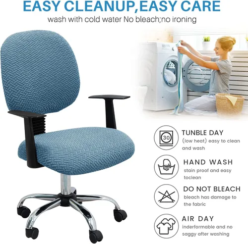 Miniatura 8 de MIFXIN - Fundas elásticas para silla de oficina de computadora, 2 piezas, tejidas, universales, protector de asiento para silla de computadora