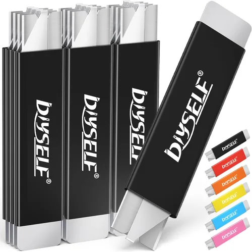 Miniatura 15 de DIYSELF Cuchillo Utilitario, Juego de 24 Cortadores de Caja Pequeños con Hojas de Navaja de Un Solo Filo, Cuchillo Retráctil, Funda Metálica Negro