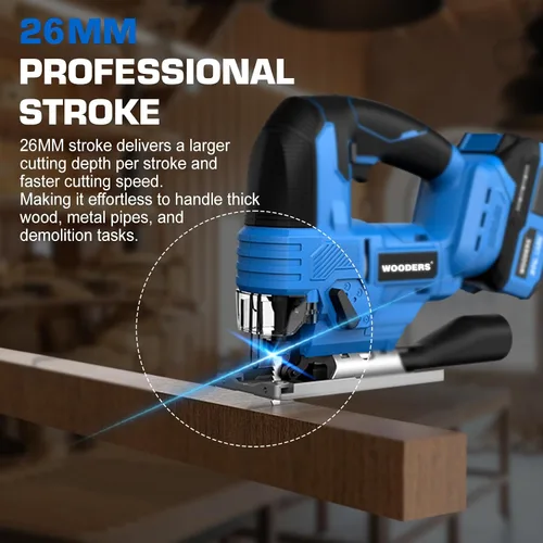 Miniatura 5 de Sierra de calar inalámbrica sin escobillas de 20 V con batería de 4.0 Ah 3200SPM, carrera de 1 pulgada Heavy-Duty Variable Speed Jigsaw Tool with