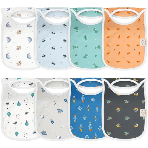 Miniatura 15 de KeaBabies Paquete de 8 baberos para bebé para niños y niñas, baberos sin botones para bebés que babean durante la dentición, recién nacidos, suaves