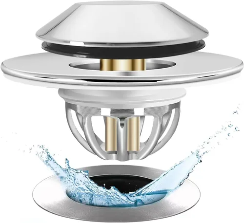 Anlige Tapón de Drenaje de Bañera, Tapón Emergente de Tina con Captura de Pelos en el Fondo, Tapón y Cubierta de Bañera con Colador, Universal para