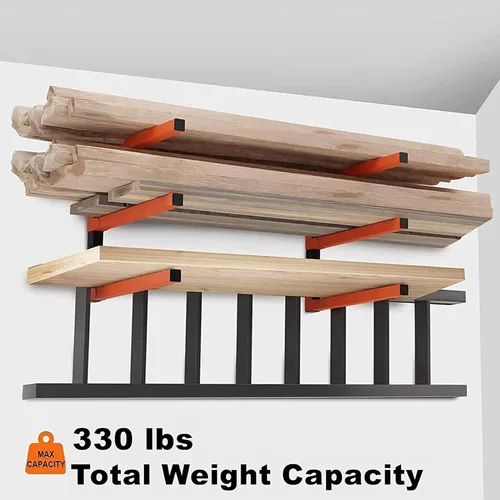 Miniatura 2 de WALMANN Estante de almacenamiento de madera para garaje, estante de madera resistente para montaje en pared, estante de almacenamiento de madera