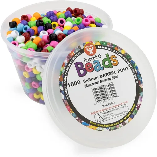 Miniatura 2 de Hygloss Productos Cubo O'Beads Class Economy 1000 poni de barril, 0.236x0.354 in, 1,000 piezas, Multi