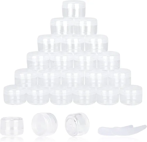 Miniatura 18 de 100 piezas de 5 gramos Envases de muestra, tarros vacíos de 5 ml con tapas, envases cosméticos pequeños, tarros de muestra mini con 8 piezas de mini