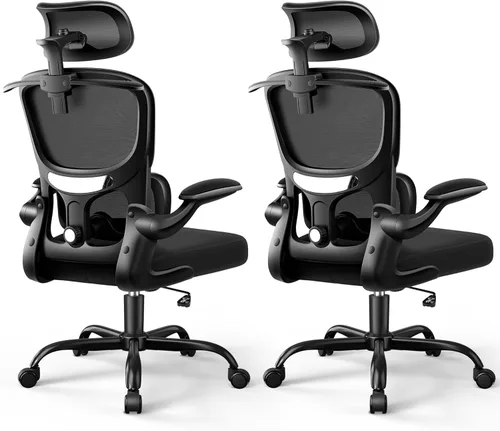 ALLGOD Silla de oficina ergonómica, silla de escritorio de malla con soporte lumbar, silla de oficina en casa con respaldo alto con reposacabezas
