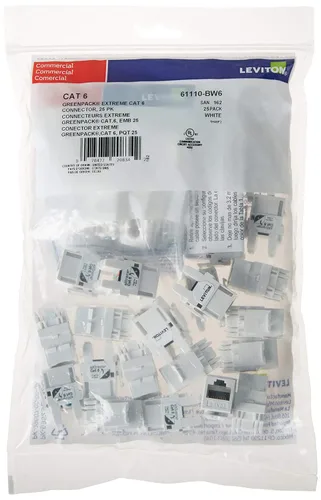 Leviton Extreme 6+ QuickPort Connector, CAT 6, paquete de 150, 61110-JW6, blanco