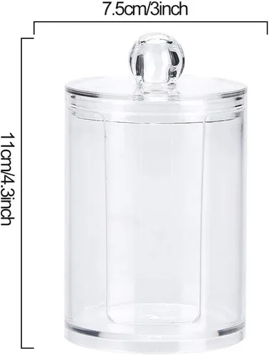 Miniatura 4 de Brrnoo Caja organizadora de almohadilla de algodón, soporte redondo de acrílico transparente para almohadillas de algodón y soplo de maquillaje
