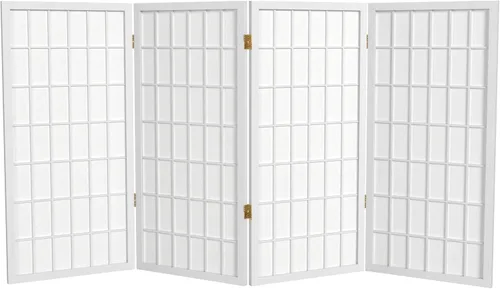 Biombo portátil simple de 3 pies Biombo Shoji para dividir una cuarto, clásico diseño japonés, 4 tamaños y 6 colores, Madera, Blanco