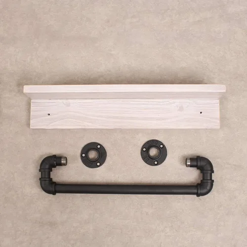 Miniatura 8 de MBQQ Estante de tubo industrial, estante de pared rústico con toallero, toalleros de granja de 20 pulgadas para baño, estantes flotantes montados