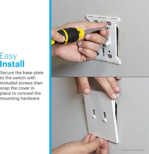 Miniatura 3 de Power Gear Cubierta de pared sin tornillos de doble palanca, 4.75 pulgadas de alto x 4.75 pulgadas de largo, placa de cubierta de interruptor