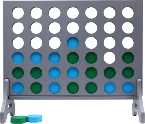 Miniatura 32 de Juego gigante 4 en una fila para familia y adultos – Tailgating Pros Jumbo de madera gris cuatro en una fila juego de patio para interiores