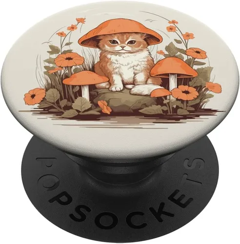 Cottagecore Farmcore - PopSockets de gato con forma de hongo intercambiables