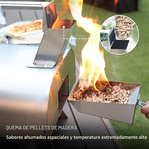 Miniatura 9 de BIG HORN Horno de pizza multicombustible de 12 pulgadas para exteriores que alcanza hasta 1110 ℉ - Compatible con madera, gas y electricidad 3 en 1
