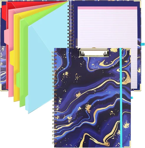 Miniatura 14 de HWPRATO Portafolio portapapeles con divisores y soporte para bolígrafo, cuaderno de espiral con portapapeles, carpeta para enfermeras, portapapeles