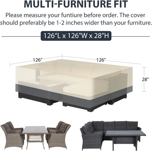 Miniatura 2 de Funda rectangular para mesa de comedor de patio, impermeable, resistente, 74 x 54 x 28 pulgadas, funda para muebles de patio al aire libre