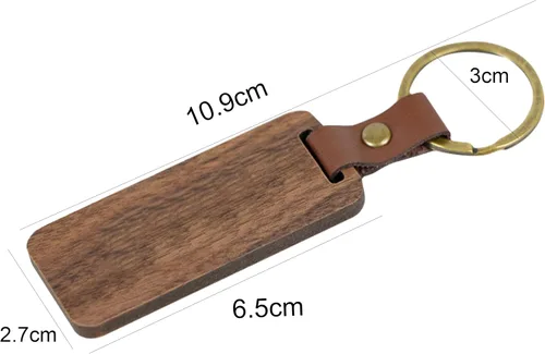Miniatura 3 de Llavero de madera de cuero personalizado a granel grabado con láser personalizado llavero llavero de madera llaveros etiquetas regalo artesanía