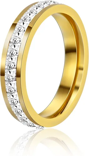 Kyazeo Delicados anillos de circonita cúbica para mujer, chapados en oro de 18 quilates, con circonita cúbica simple, anillo de amor eterno, anillos