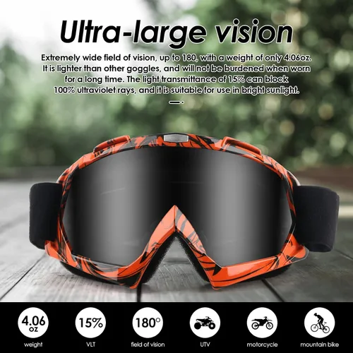 Miniatura 5 de Gafas de motocicleta ATV para motocross, para bicicleta de tierra, antiarañazos, UV400, protección para los ojos, gafas para todoterreno