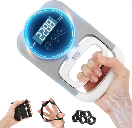Miniatura 9 de Probador de fuerza de agarre, agarre de mano, dinamómetro de mano, medidor de mano, pantalla LED, cómodo fortalecedor de dedos de 265 libras / 264.6