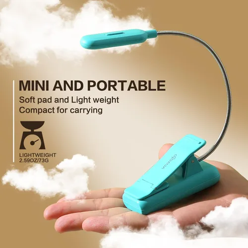 Miniatura 3 de VAVOFO Luz de libro con clip para cama para niños, 7 luces LED de lectura con 9 niveles de luz blanca cálida fría luz de día, lámpara de cuidado