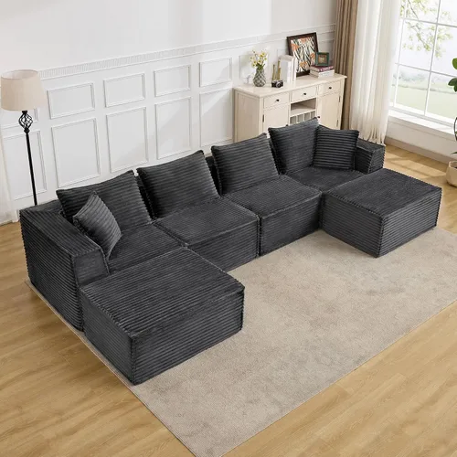 Miniatura 16 de Sofá modular modular de 107 pulgadas, moderno sofá seccional Cloud con asiento profundo, sofá deshuesado en forma de L con diván para sala de estar