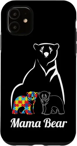 Miniatura 8 de Funda para iPhone 14 Pro Max para concientización sobre el autismo, mamá oso, mamá y niño