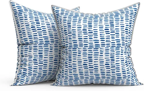 Miniatura 665 de Juego de 2 almohadas para exteriores de 16 x 16 pulgadas, repelentes al agua con interiores, para muebles de patio, hogar, jardín, geometría bohemia