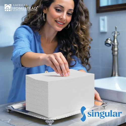 Miniatura 7 de Toallitas de mano American Homestead desechables para baño, servilletas de papel para invitados, color blanco parecido al lino, a granel