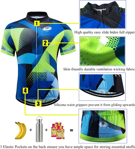 Miniatura 4 de voofly Hombres Ciclismo Jersey Conjunto Hombres Manga Corta Compresión Bicicleta Pantalones Cortos Gel Acolchado Ciclismo Ropa