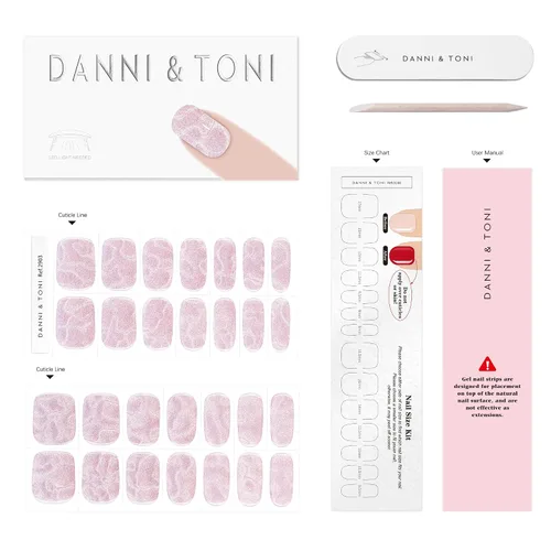 Miniatura 5 de DANNI & TONI Tiras de uñas de gel semicuradas, color rosa champán, ojos de gato, 28 calcomanías de regalo para mujer Aqua Ripple