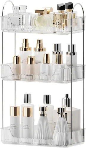 Miniatura 13 de Bandeja organizadora transparente para tocador, 1 nivel para encimera de baño, cuidado de la piel y maquillaje, artículos de tocador, lociones