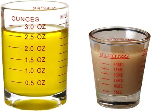 Miniatura 6 de Taza medidora de vidrio de chupito, 3 onzas/3.0 fl oz, 2 unidades (rojo, 3.0 fl oz, 2 unidades)