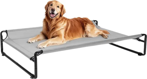 Miniatura 9 de Veehoo Cama elevada para perros al aire libre, camas elevadas para perros grandes, cuna lavable con reposacabezas laterales, patas antideslizantes