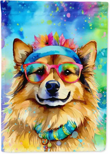 Miniatura 101 de Caroline's Treasures DAC2448GF - Bandera de jardín con diseño de perro afgano hippie Dawg, bandera decorativa para patio exterior, patio, obras