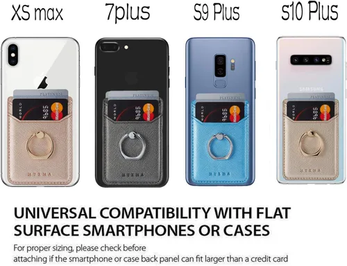 Miniatura 6 de Tarjetero de piel RFID para teléfono con adhesivo de crédito, tarjetero adhesivo para mujeres y hombres, parte trasera del teléfono para la mayoría