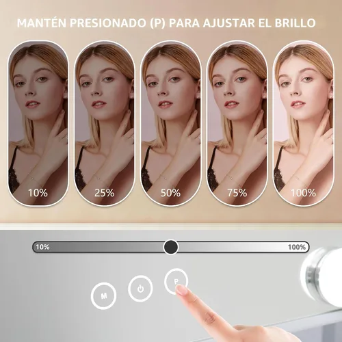 Miniatura 3 de Espejo de tocador con luces, espejo de maquillaje con luces con 9 bombillas LED regulables, 3 modos de iluminación de color desmontables, espejo
