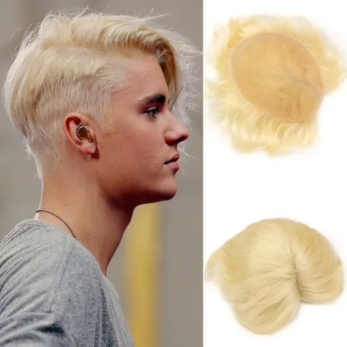 Miniatura 15 de Voloria Swiss Full Lace Toupee Europeo Real Cabello Humano Reemplazo para Hombres Hairpiece #18 Rubio Ceniza Marrón