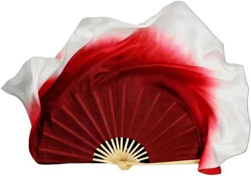 Miniatura 3 de HEARTTOUCH Velos cortos de seda para mujer, hechos a mano, Taichi Kungfu seda para bailar