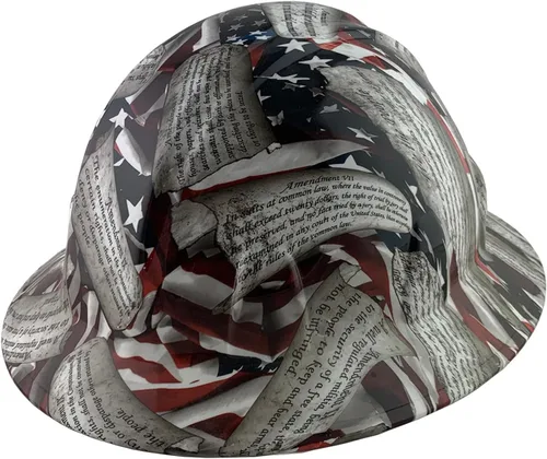 Miniatura 26 de Texas America Safety Company Casco de seguridad con visera completa, diseño patriótico hidroimpreso, con suspensión de 4 puntos y bolsa Primera