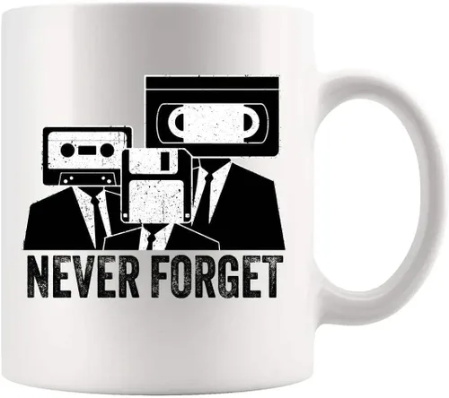 Panvola Never Forget - Cinta de cassette VHS Vintage 80s 90s película amante de la música regalos retro de la vieja escuela divertida novedad vaso