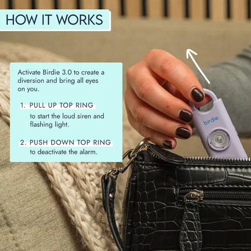 Miniatura 4 de She's Birdie Nueva versión 3.0 – La alarma de seguridad personal original para mujeres por mujeres, sirena fuerte, luz de flash y batería recargable