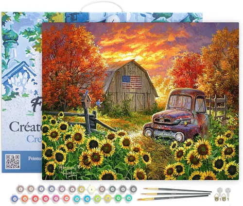 Miniatura 45 de Figured'Art - Juego de pintura por números, lienzo enrollado sin marco, para manualidades, para adultos, 16 x 20 pulgadas, jarrón de peonías