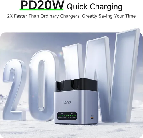 Miniatura 3 de llano Paquete de 2 baterías LP-E6NH de 2400 mAh y cargador rápido de 20 W de doble ranura para cámara Canon EOS R5/R6/R7 Mark II, 5D/6D/7D Mark