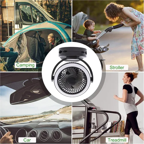 Miniatura 8 de Ventilador de refrigeración recargable para autocaravana, ventilador de escritorio portátil de 4 velocidades, diámetro: 5.5 pulgadas, ventilador