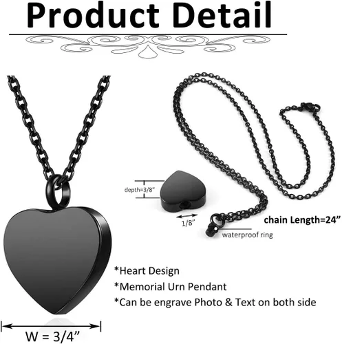Miniatura 5 de Personalized Master Collar personalizado de urna de cremación con foto y texto, collar de urna de corazón para cenizas, joyería de recuerdo