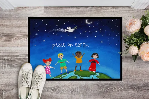 Miniatura 2 de Caroline's Treasures VHA3039MAT - Felpudo de la paz en la tierra de 18 x 27 pulgadas, para interiores y exteriores, para entrada, antideslizante