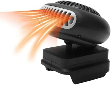 Zunate Calentador de Espacio Inalámbrico para Batería de 18V, Calentador de Ventilador Eléctrico Portátil de 170W con 2 Configuraciones de Calor y