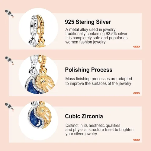 Miniatura 4 de Annmors Silver Charms for Bracelets S925 Love Heart Mom Birthday Dangle for Women Bracelet & Necklace Pendant